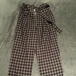 Burgundy plaid pants